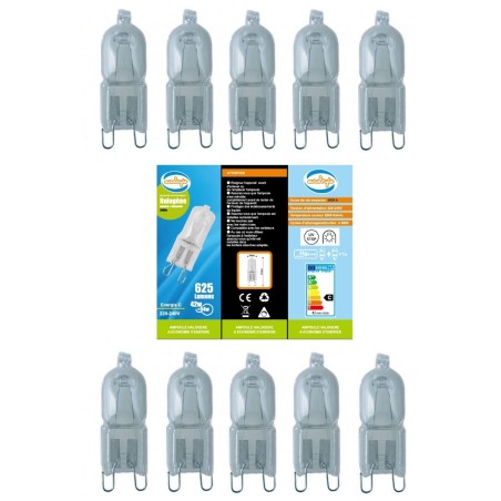 Ampoule Culot G9 halogène basse energie 40W (62W) 30% (Lot de10)