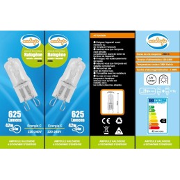 Ampoule Culot G9 halogène basse energie 40W (62W) 30% (Lot de10)