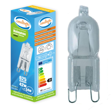 Ampoule Culot G9 halogène basse energie 40W (62W) 30% Economique