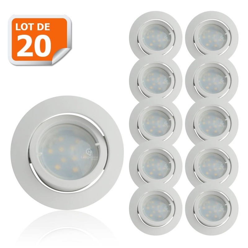 Spot Led Encastrable Complete Blanc Orientable lumière Blanc Chaud