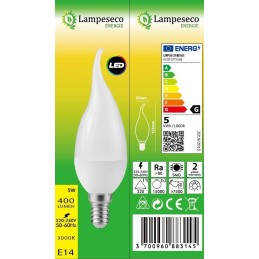 Ampoule LED E14 Flamme 5W Eq 40W Blanc Chaud