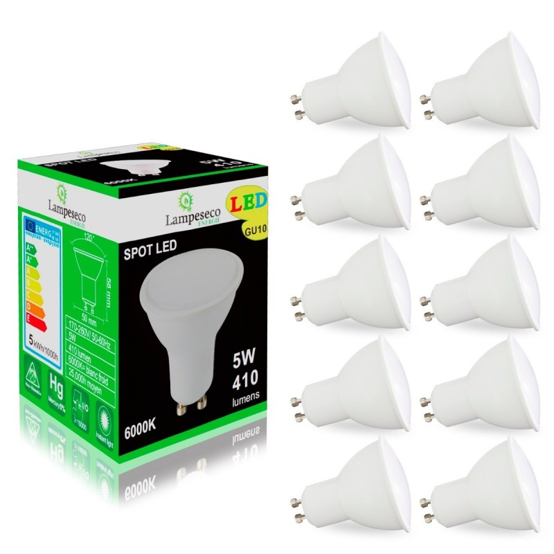 Éclairez votre maison avec Pack 10 Ampoules LED GU10 5W Blanc Froid
