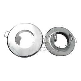 FIXATION SPOT SALLE DE BAIN ETANCHE CHROME POUR AMPOULE HALOGENE OU LED IP44