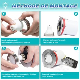 Éclairez votre intérieur avec style : Lot de 5 Spots Orientables Inox avec Ampoules Led 5W