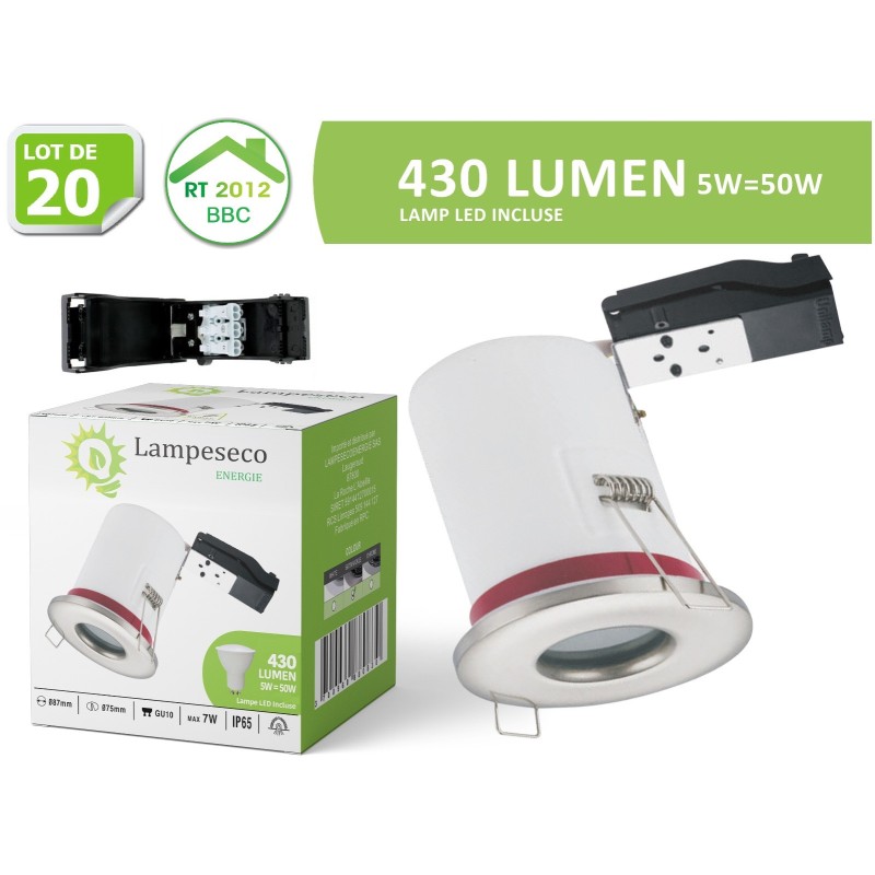 20 Spots Encastrables Étanches Inox + LED 5W 3000K - Promo!