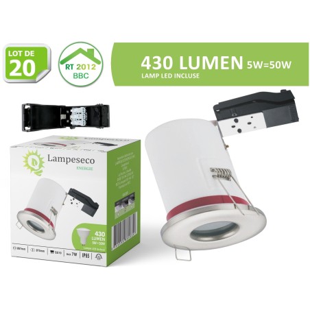 20 Spots Encastrables Étanches Inox + LED 5W 3000K - Promo!