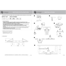 LOT DE 20 SPOT LED ENCASTRABLE COMPLETE RONDE FIXE eq. 50W BLANC CHAUD 3000K