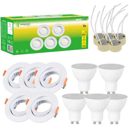 Éclairez votre maison avec style grâce à notre Lot de 5 Spots LED Orientables Ø90 Blanc Neutre!