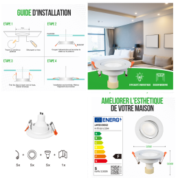 Éclairez votre maison avec style grâce à notre Lot de 5 Spots LED Orientables Ø90 Blanc Neutre!