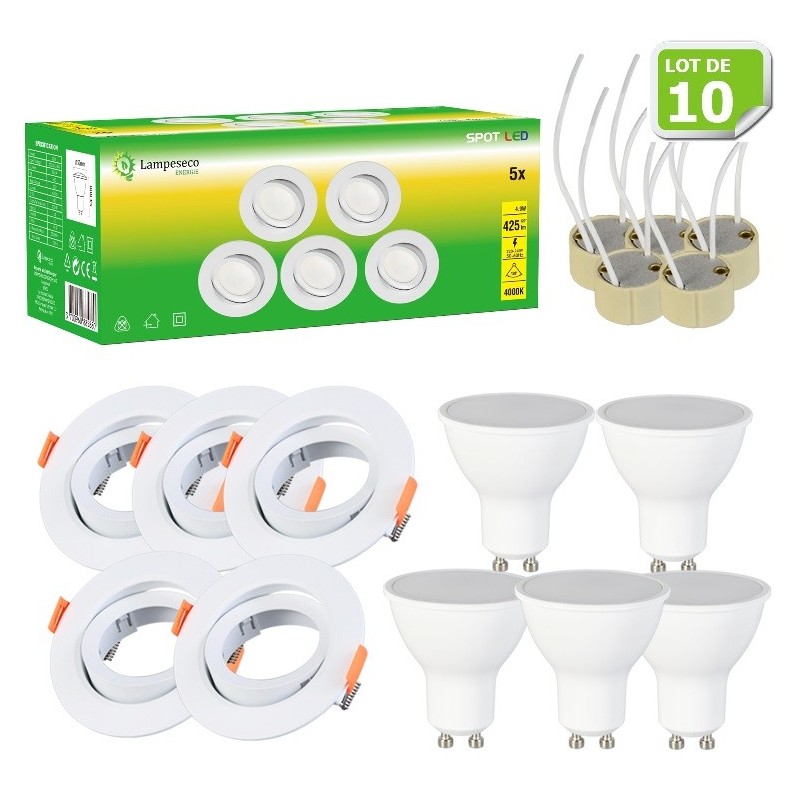 Éclairez Votre Vie avec ce Lot de 10 Spots LED GU10 Downlight 4.9W Blanc Neutre