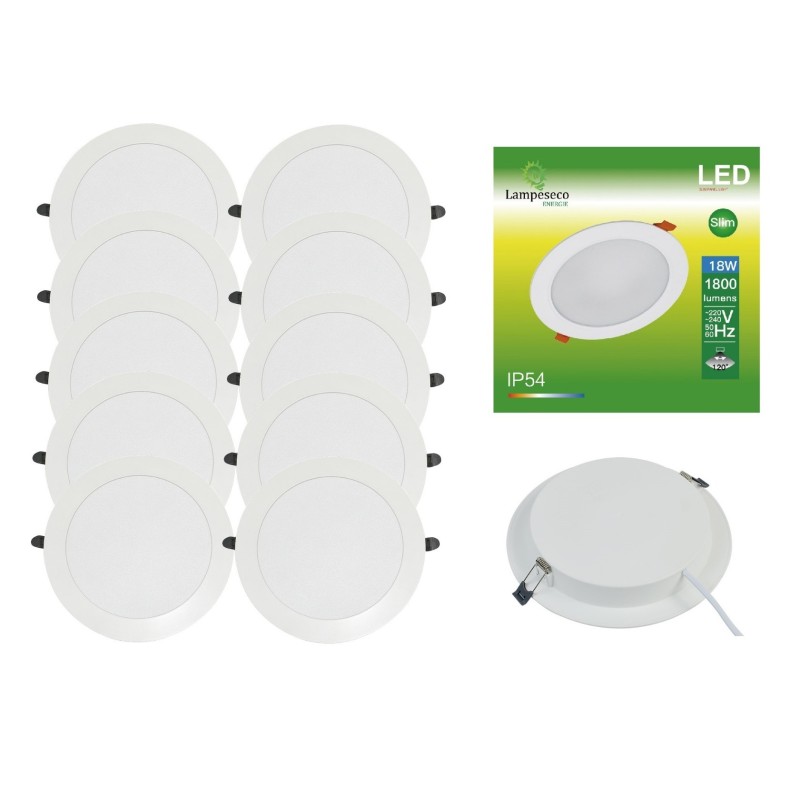 Lot de 10 Spot Encastrable LED Downlight Panel Extra-Plat 18W Blanc Neutre