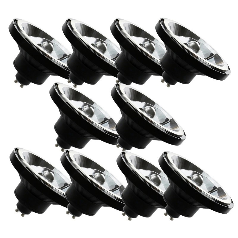 Économisez gros sur l\'éclairage avec un lot de 10 spots LED AR111 GU10 10W - Blanc chaud 3000K - Noir