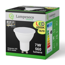 Ampoule LED GU10 7W \"SMART DIMMABLE\" dimmable sans variateur à 3 niveaux sans variateur.