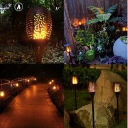 Éclairez votre jardin avec la magie solaire - Lampe torche feu à Led pour une ambiance enflammée!