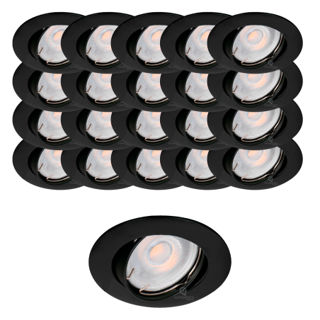 Découvrez notre pack de 20 Fixations Spot Encastrable Kanlux VIDI en Aluminium Noir Mat et Profitez d\'un Éclairage Orientable E