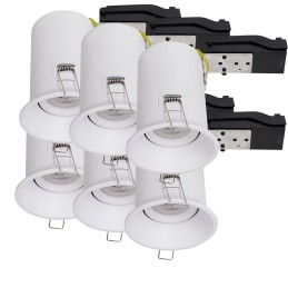 Éclairez votre intérieur avec style et sécurité grâce à ce pack de 6 supports de spots fixes blancs, étanches et conformes RT201