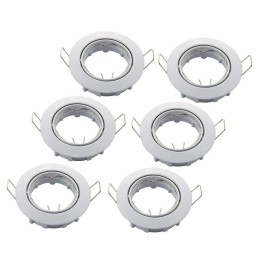 Lot de 6 supports encastrable aluminium orientable blanc Dia 81mm