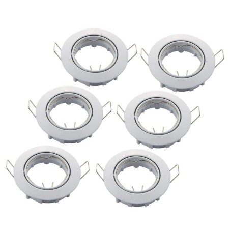 Lot de 6 supports encastrable aluminium orientable blanc Dia 81mm