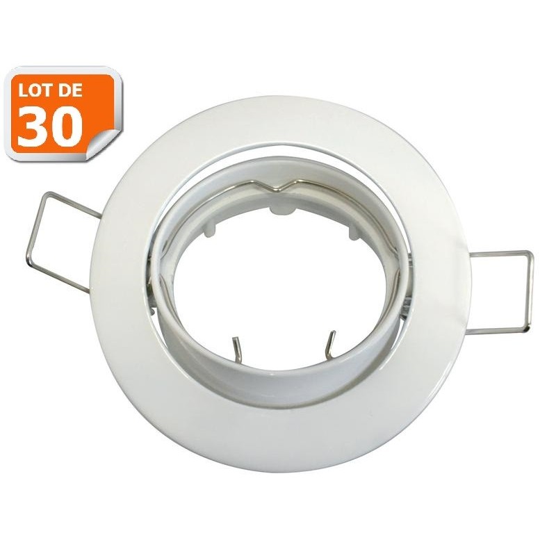 Découvrez notre lot de 30 supports encastrables aluminium blanc Dia 81mm, l\'accessoire indispensable pour une illumination parf