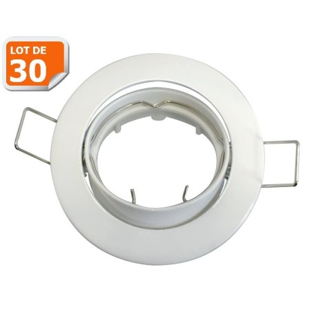 Améliorez votre éclairage avec style et précision! Lot de 50 supports encastrable aluminium blanc Dia 81mm
