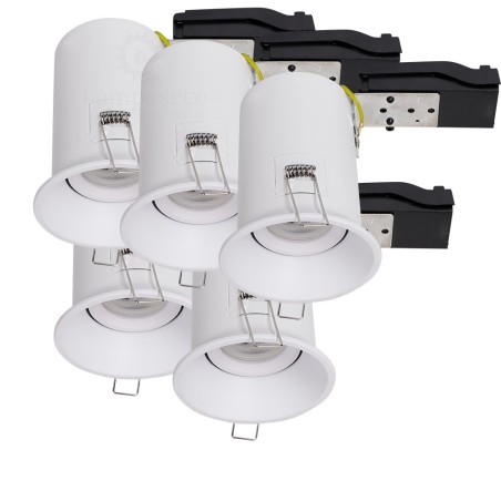 Lot de 5 Support de spot BBC RT2012 IP20 Basse Luminance 93mm de diamètre non orientable avec connecteur automatique GU10