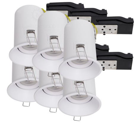 Lot de 6 Support de spot BBC RT2012 IP20 Basse Luminance 93mm de diamètre non orientable avec connecteur automatique GU10