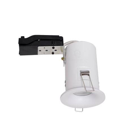 Support de spot BBC RT2012 IP65 Basse Luminance 86mm de diamètre non orientable avec connecteur automatique GU10 intégré.