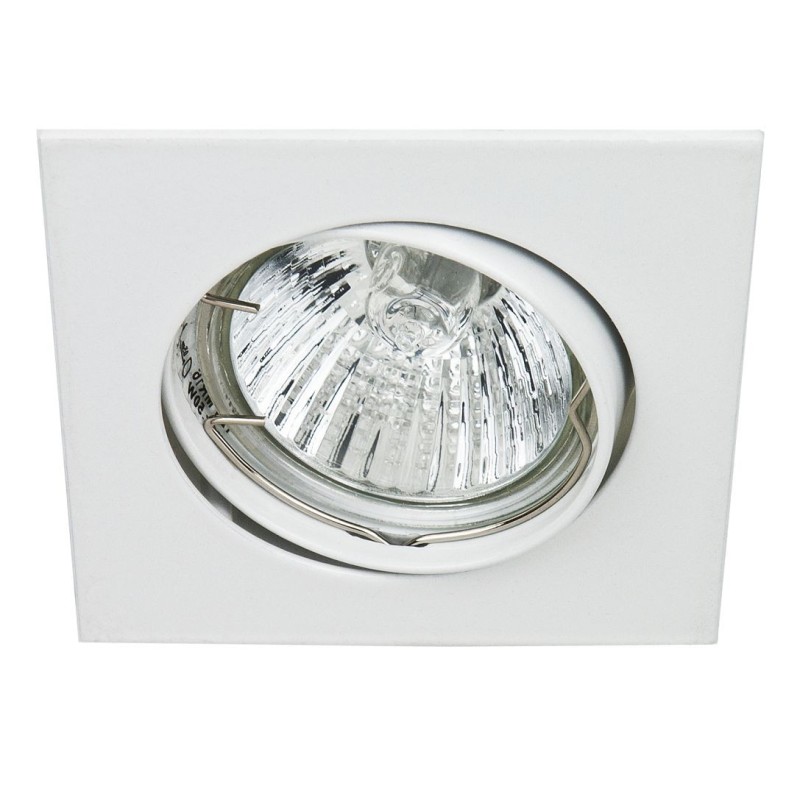 Support encastrable carré pour ampoule spot halogènes, CFL ou LED de 50W Max Couleur blanc