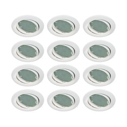 LOT DE 12 SPOT LED ENCASTRABLE COMPLETE ORIENTABLE BLANC AVEC AMPOULE GU10 230V eq. 50W