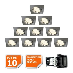 Découvrez notre lot de 10 spots LED carré alu brossé pour une ambiance chaleureuse et économique!