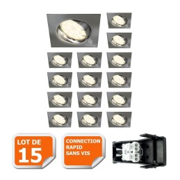 Économisez 70% d\'énergie avec ce lot de 15 spots LED orientables en alu brossé!