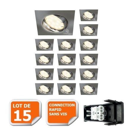 Économisez 70% d\'énergie avec ce lot de 15 spots LED orientables en alu brossé!