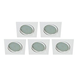 LOT DE 5 SPOT ENCASTRABLE ORIENTABLE CARRE LED SMD GU10 230V BLANC RENDU ENVIRON 50W HALOGENE