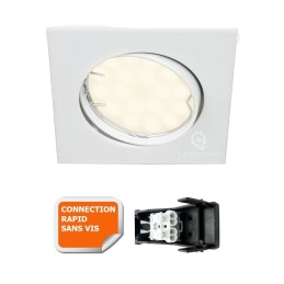 SPOT ENCASTRABLE ORIENTABLE CARRE LED SMD GU10 230V BLANC RENDU ENVIRON 50W HALOGENE