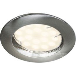 SPOT LED ENCASTRABLE COMPLETE RONDE FIXE ALU BROSSE eq. 50W BLANC CHAUD 3000K
