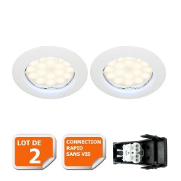 Lot de 2 Spot Led Encastrable complete ronde fixe eq. 50w blanc neutre