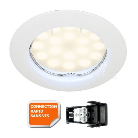 SPOT LED ENCASTRABLE COMPLETE RONDE FIXE eq. 50W BLANC CHAUD 3000K