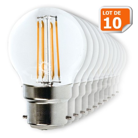 Ampoule Led  Filament Culot B22 forme G45 4 Watt (éq 42 watts) Blanc Chaud