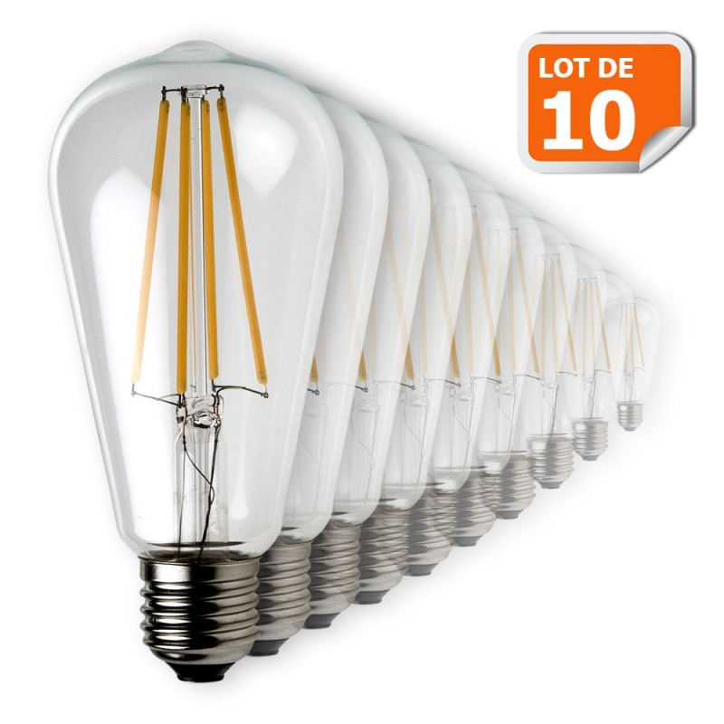Éclairez votre intérieur avec style : Lot de 10 Ampoules Led Filament ST64 à prix incroyable !