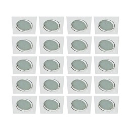 LOT DE 20 SPOT ENCASTRABLE ORIENTABLE LED CARRE GU10 230V eq. 50W BLANC FROID 6000K