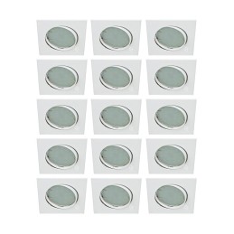 LOT DE 15 SPOT ENCASTRABLE ORIENTABLE LED CARRE GU10 230V eq. 50W BLANC FROID 6000K
