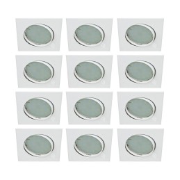 LOT DE 12 SPOT ENCASTRABLE ORIENTABLE LED CARRE GU10 230V eq. 50W BLANC FROID 6000K