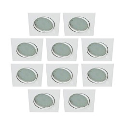 LOT DE 10 SPOT ENCASTRABLE ORIENTABLE LED CARRE GU10 230V eq. 50W BLANC FROID 6000K