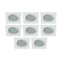 LOT DE 8 SPOT ENCASTRABLE ORIENTABLE LED CARRE GU10 230V eq. 50W BLANC FROID 6000K